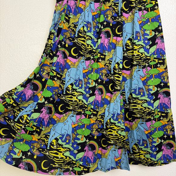 Nooworks Slip Skirt Unicorn Womens XS Multi Midi Elastic Slit Rainbow Novelty - Picture 7 of 8